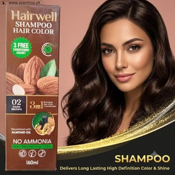 Dark Brown Hairwell Shampoo Hair Color