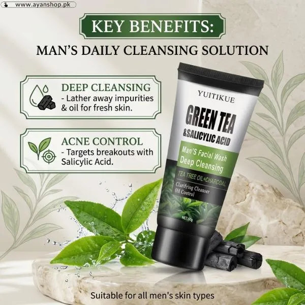 Yuitikue Green Tea Salicylic Acid Men Face Wash  
