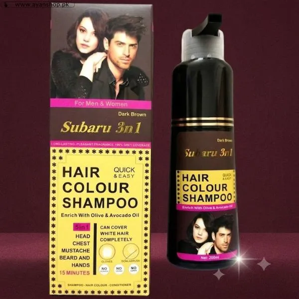 Subaru 3 In 1 Dark Brown Hair Color Shampoo  image 2